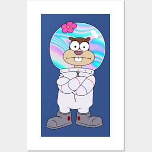 Squirrel Sandy Cheeks from Spongebob stands with his hands folded. Holographic helmet Posters and Art